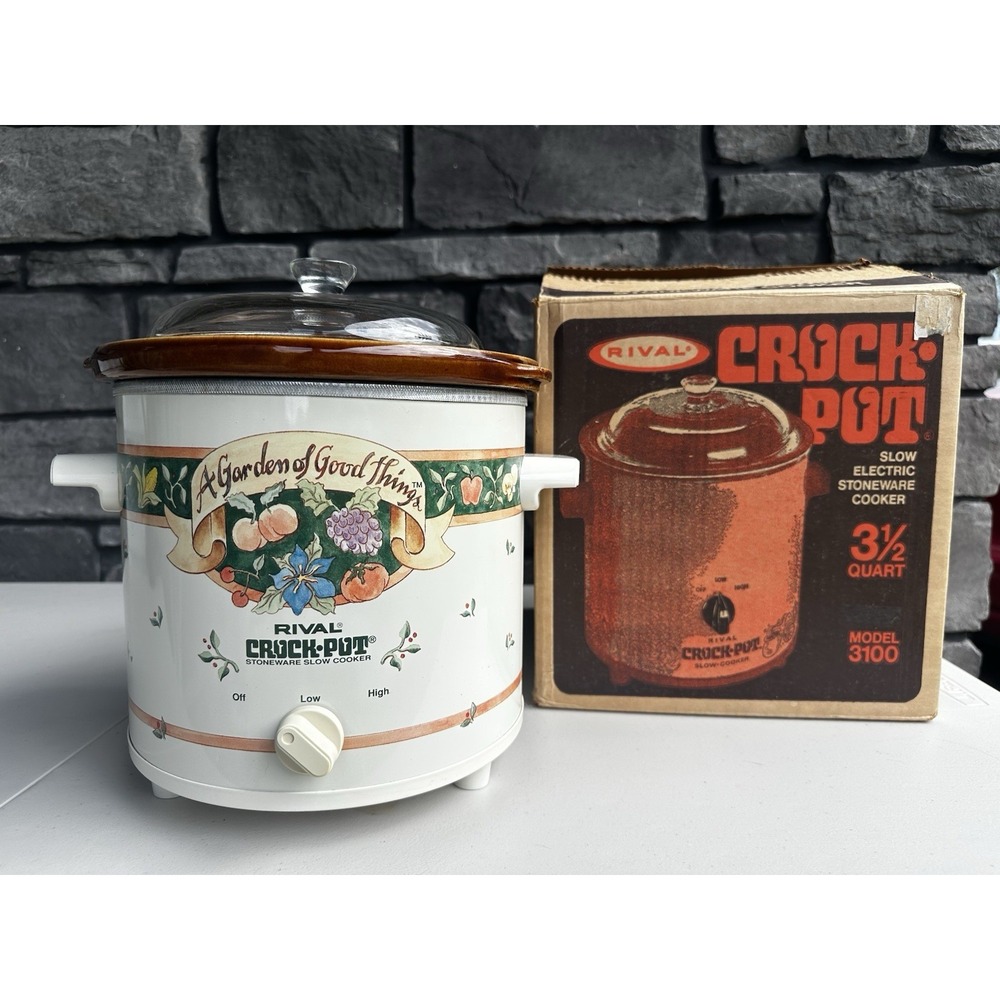 Vintage 90s Rival Crock Pot Garden Of Good Things Slow Cooker Granny Cottagecore